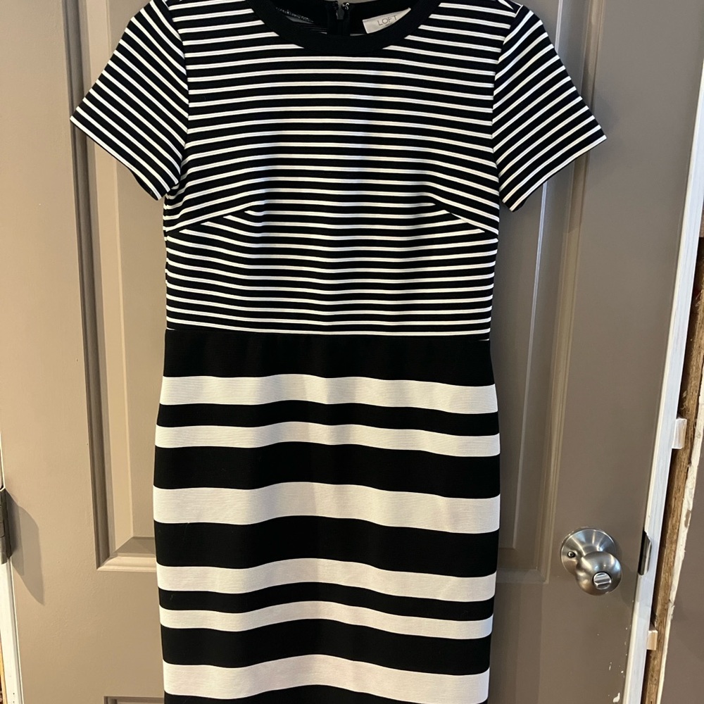 Loft Black and White Striped Dress Suze 2